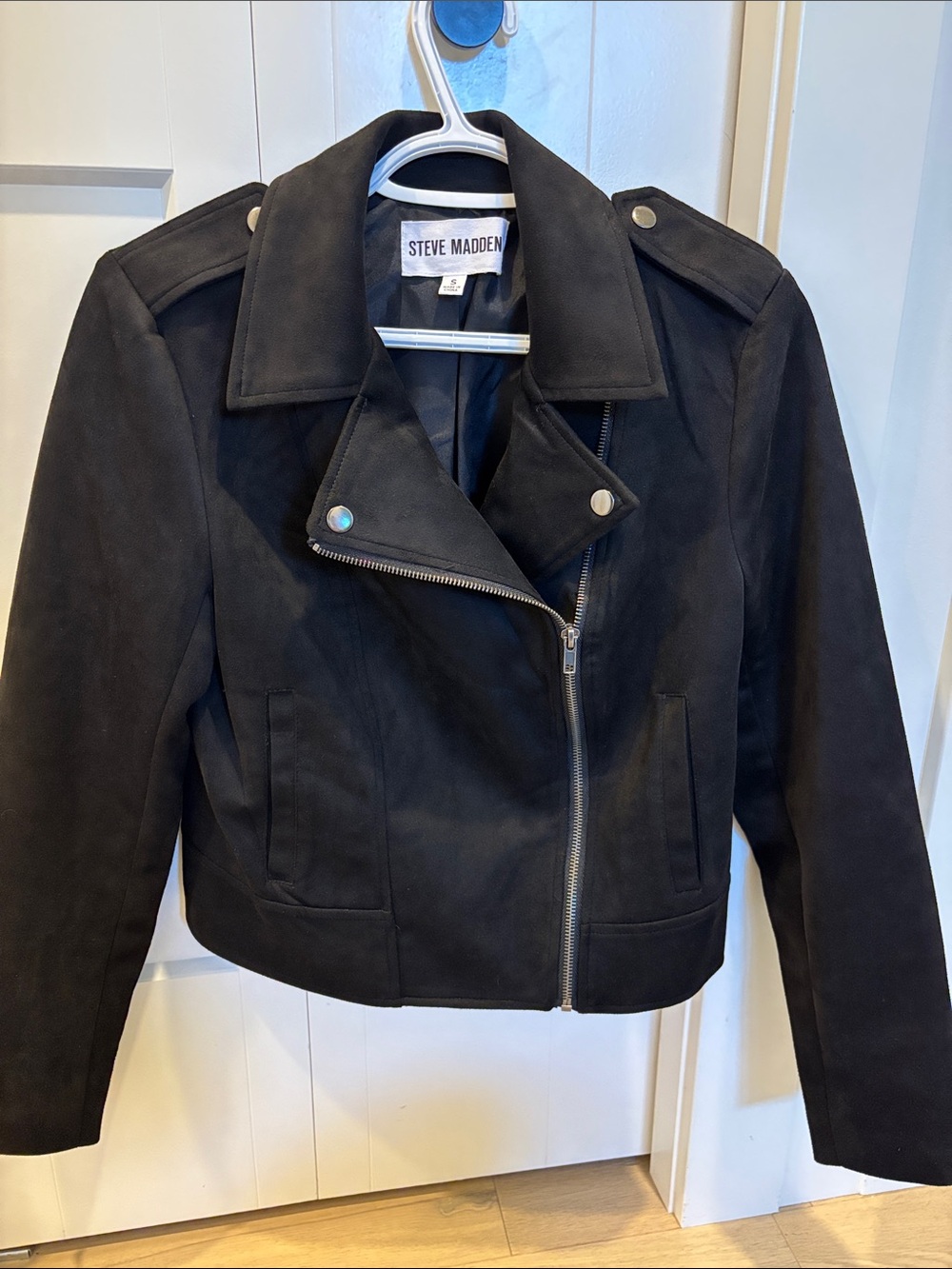 Steve Madden Black Suede Asymmetrical Moto Jacket